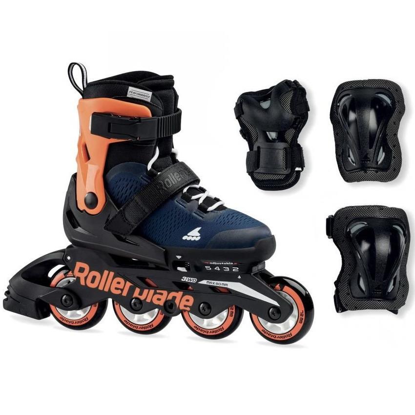 Дитячі ролики з комплектом захисту Rollerblade Microblade Combo 2021 р. 28-32 Чорно-помаранчевий