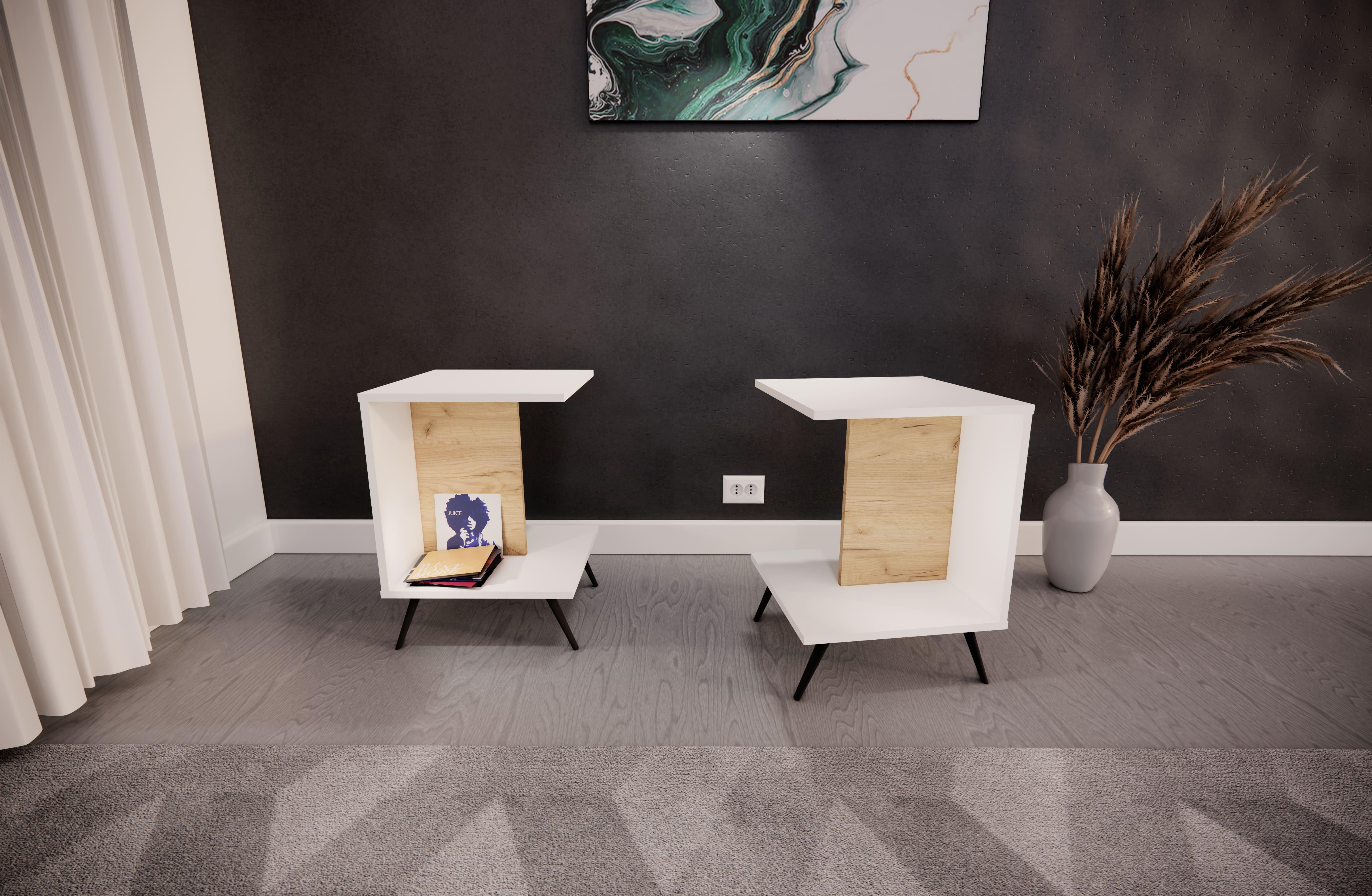 Тумба приліжкова MEBEX VS MINI Білий/Дуб Крафт (VSMINIWHDC) - фото 2