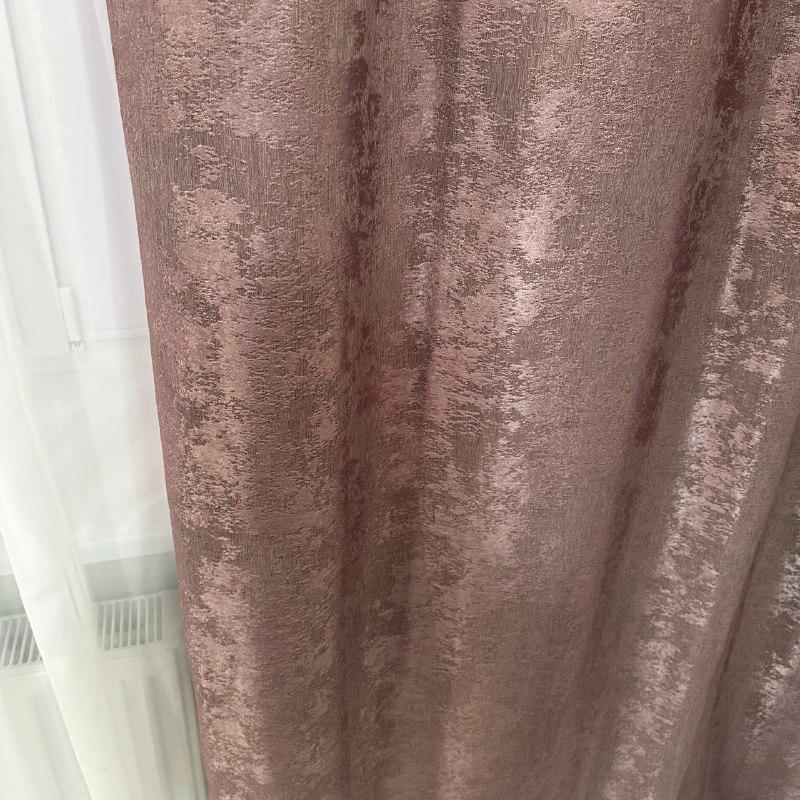 Шторы жаккардовые с мраморным узором среднее затемнение 1,5x2,7 м 2 шт. Розово-кофейный (К1039-89) - фото 2