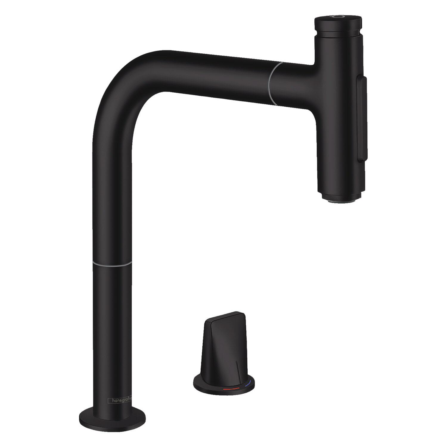 Смеситель для кухни Hansgrohe Metris Select M71 73818670 с видвижной лейкой Черный (142184)