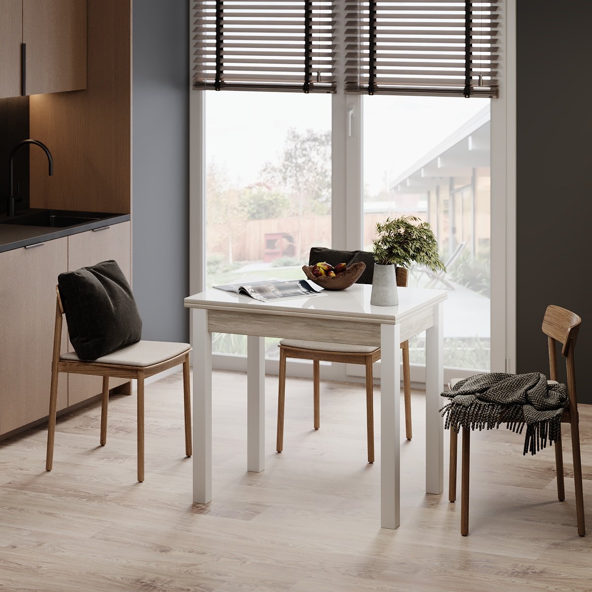 Стол-трансформер ART IN HEAD Dinner Glass 900x754x600 мм Артвуд светлый/Белый (TB16202000101) - фото 4 Стол-трансформер ART IN HEAD Dinner Glass 900x754x600 мм Артвуд светлый/Белый (TB16202000101) - фото 4