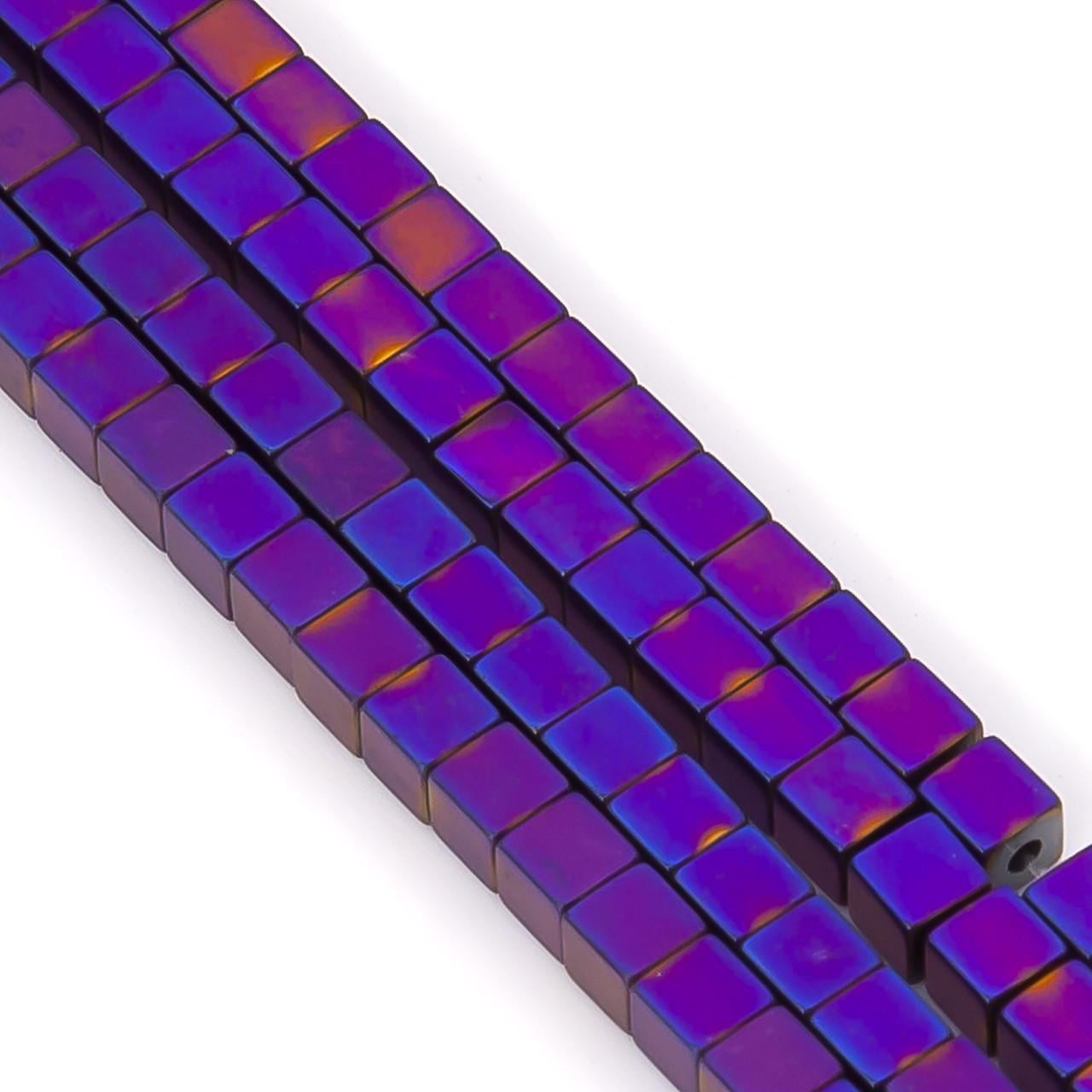 Намистини гематитові Квадрат 2,5х2,5 мм 40 см 155 шт. Фіолетово-жовтий (БГ2525д36)