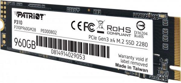 SSD-накопичувач Patriot P310 960Gb M.2 PCI-E 4x 3D TLC (P310P960GM28) - фото 4