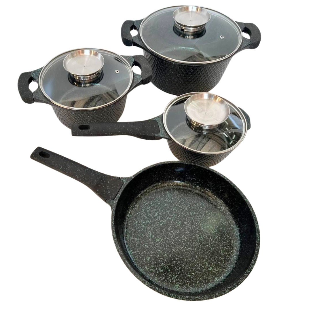 Набір посуду Higher Kitchen HK-315 з гранітним антипригарним покриттям 7 предметів Зелений (2484658918) - фото 2 Набір посуду Higher Kitchen HK-315 з гранітним антипригарним покриттям 7 предметів Зелений (2484658918) - фото 2