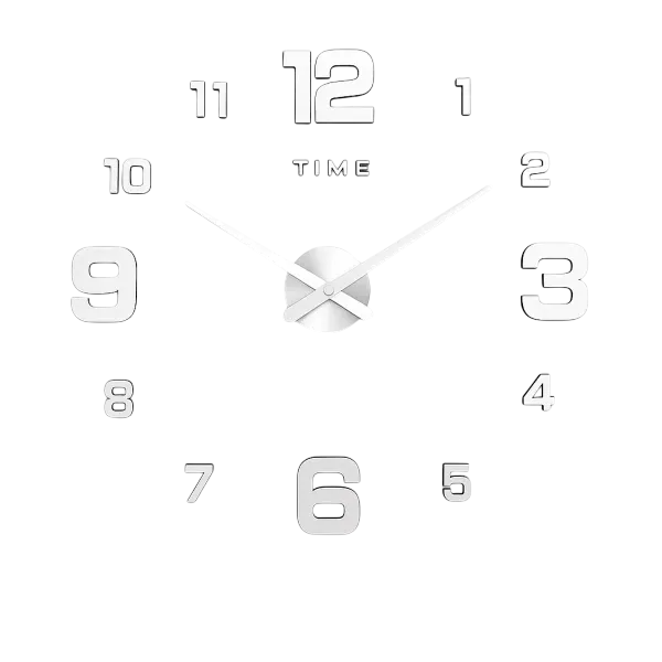 Часы 3-D настенные бескаркасные 10 см Серебряный