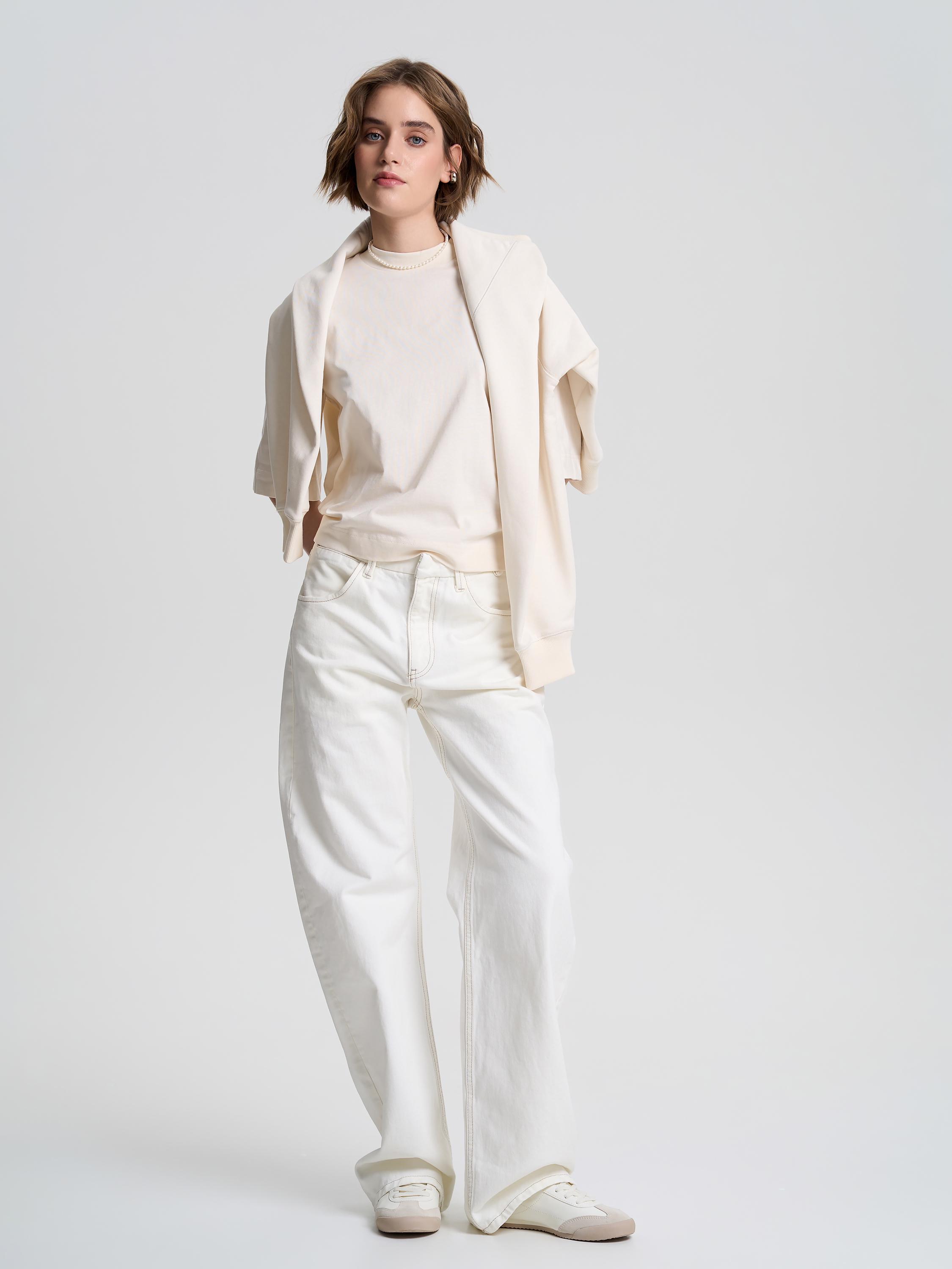 Футболка женская с удлиненным рукавом ROZA 240603 S Светло-бежевый (4824005717093) - фото 2 Футболка женская с удлиненным рукавом ROZA 240603 S Светло-бежевый (4824005717093) - фото 2