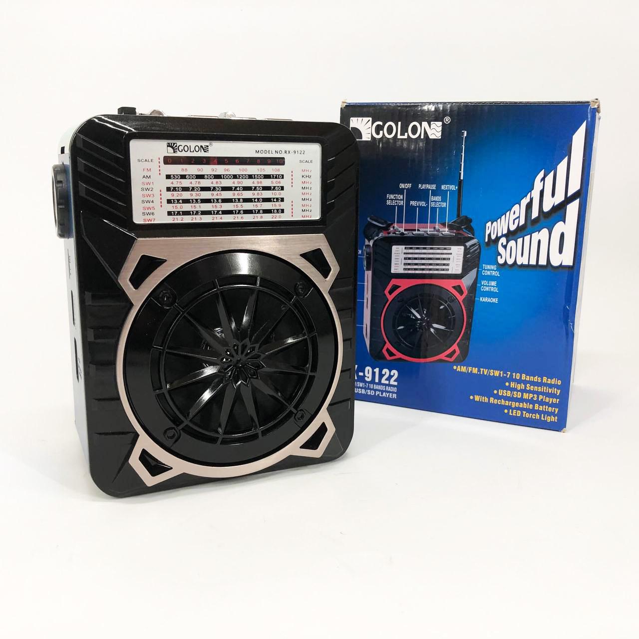 Радиоприемник Golon с LED фонарем Синий (RX-9122) - фото 7