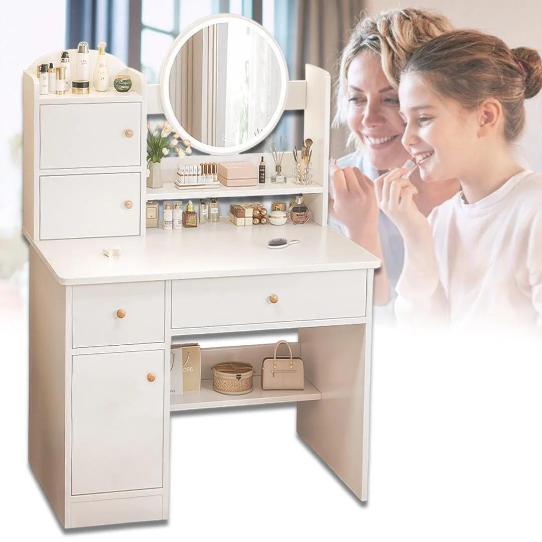 Столик для макияжа с зеркалом с LED подсветкой и шкафчиками 80х40х128 см (17246) - фото 5 Столик для макияжа с зеркалом с LED подсветкой и шкафчиками 80х40х128 см (17246) - фото 5