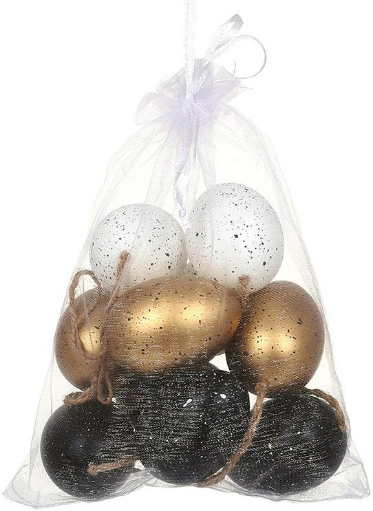 Декор пасхальный Яйца в мешочке 6 яиц в сетке 4х6 см Разноцветный