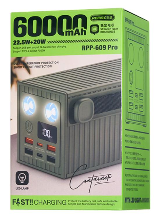 Повербанк Remax RPP-609 Pro 60000 mAh PD 20W/QC 22,5W Grey (29682808) - фото 2 Повербанк Remax RPP-609 Pro 60000 mAh PD 20W/QC 22,5W Grey (29682808) - фото 2