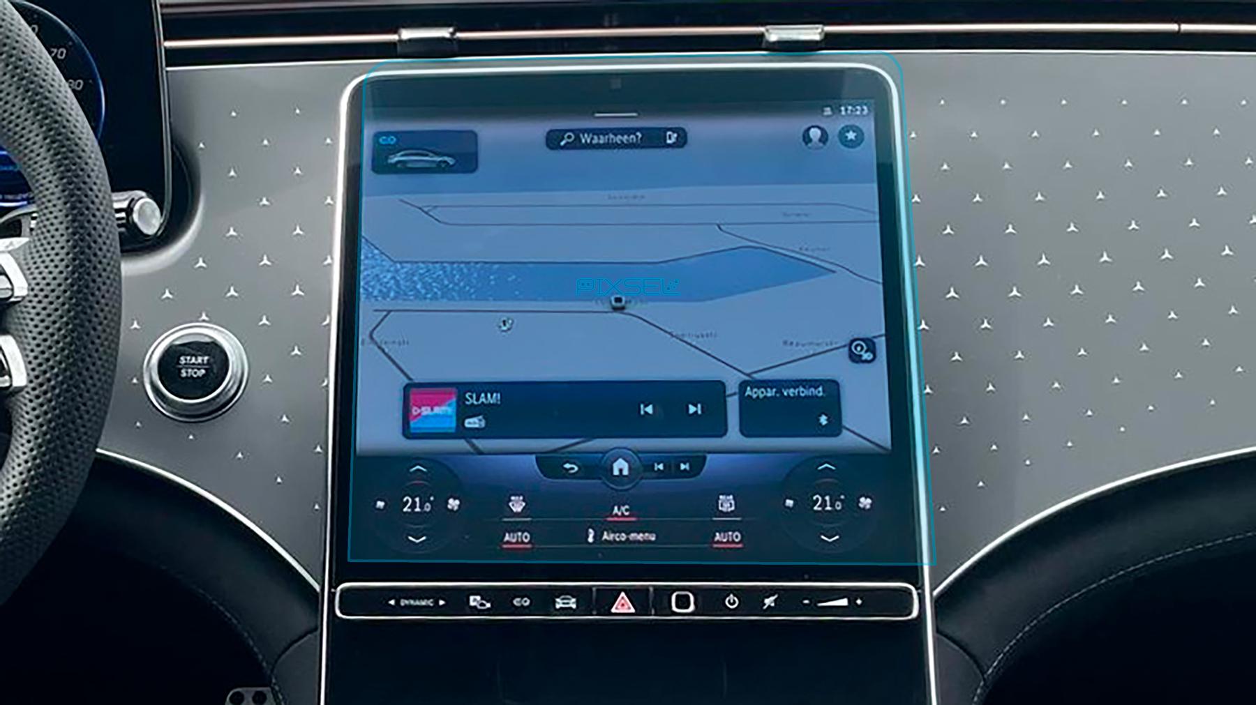 Стекло защитное Pixsel гибридный глянец на монитор Mercedes Benz EQE 14“ 2022