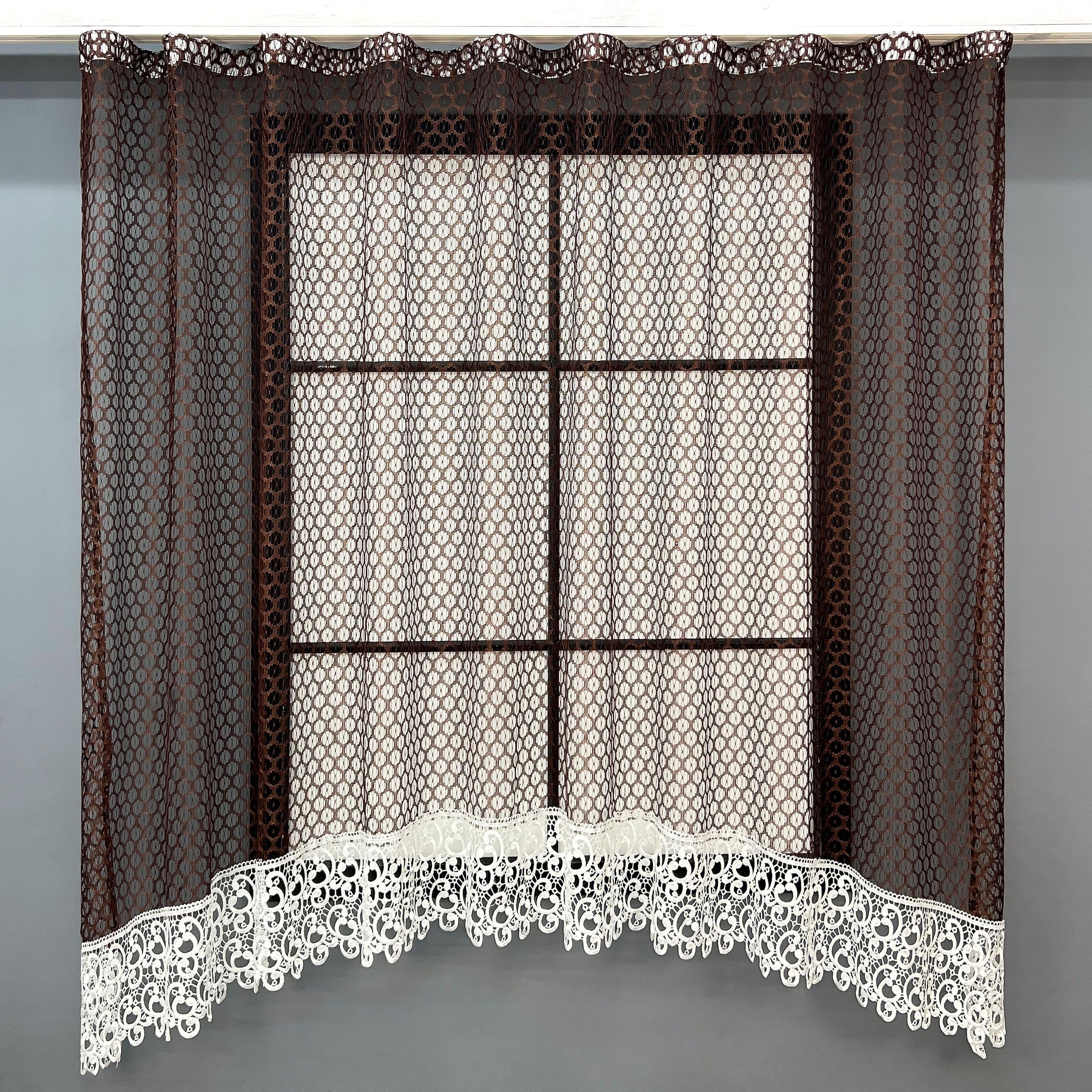 Арка кухонна VR-Textil № 000к сітка з макраме 270х165 см Коричневий з білим (51-271)