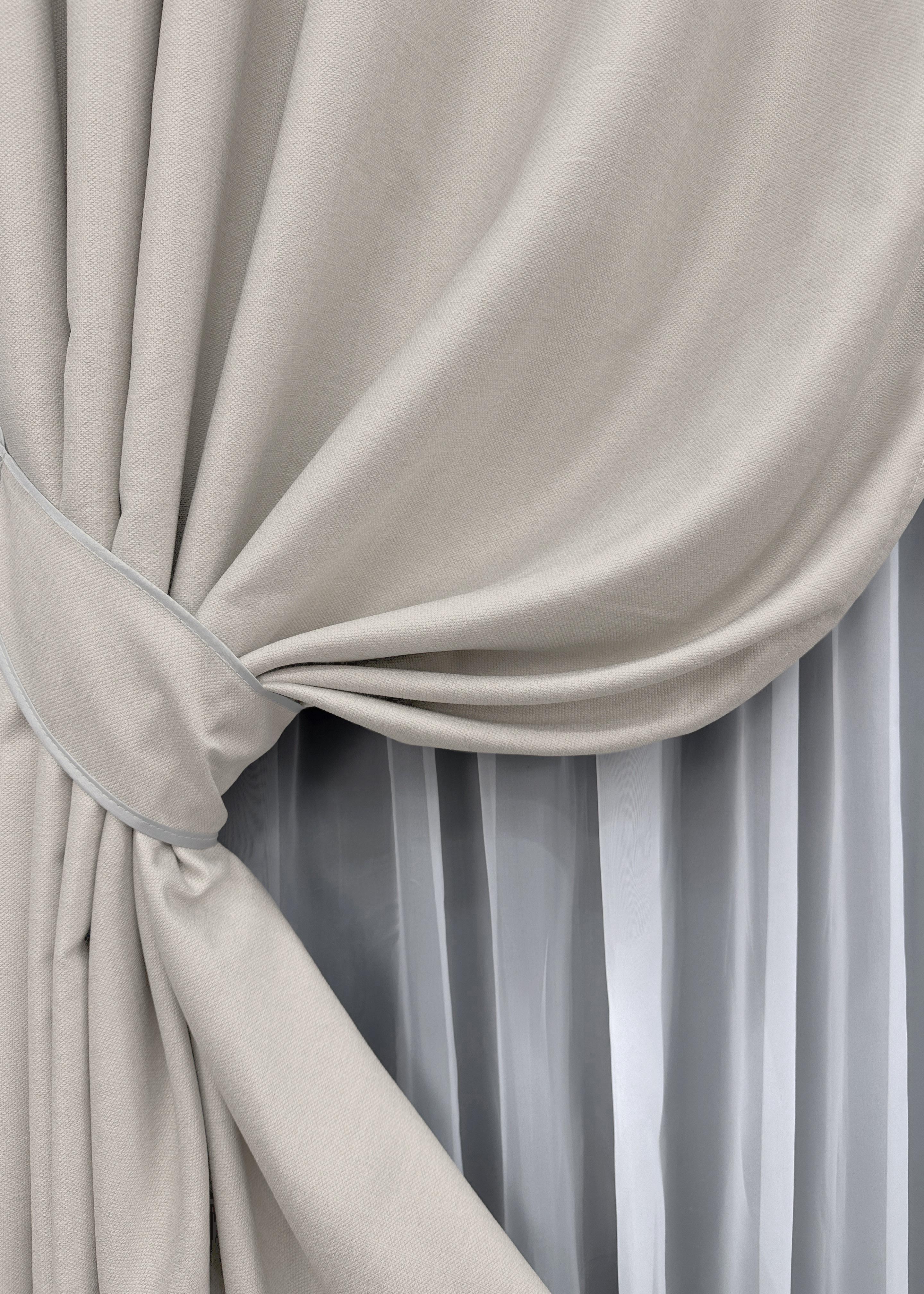 Комплект готовых штор VR-Textil Шенил однотонный №1698ш 150х270 см 2 шт. Дымчато-белый (33-0584) - фото 4