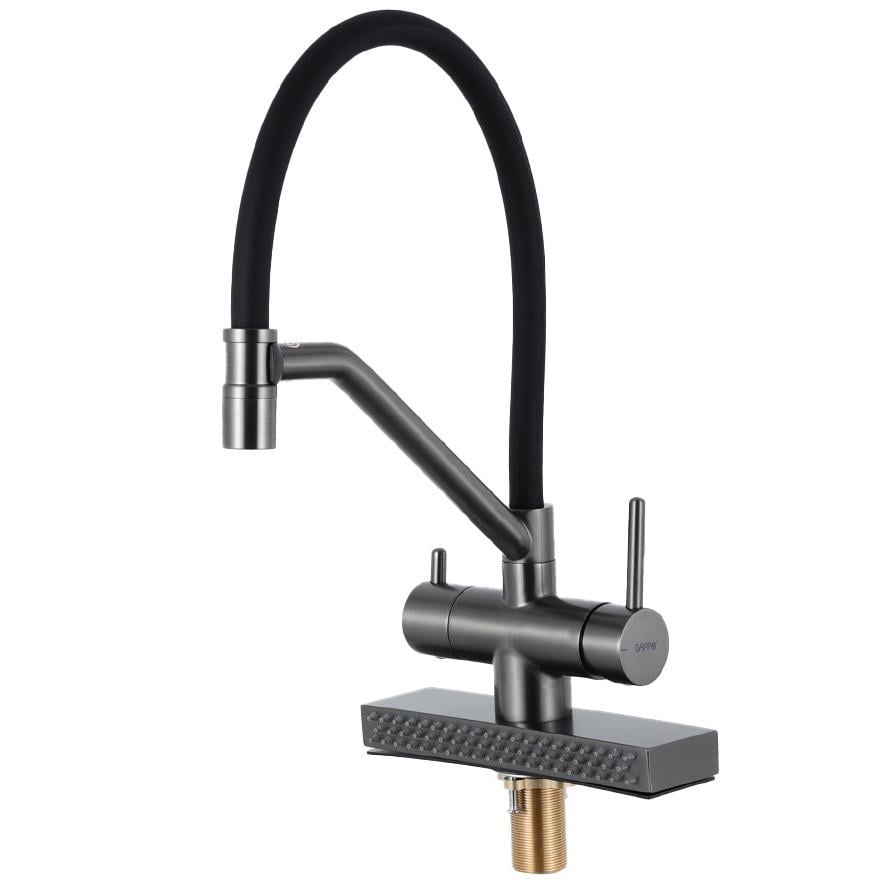 Смеситель для кухни Gappo G4098-9 с гибким изливом Графитовый (238556)