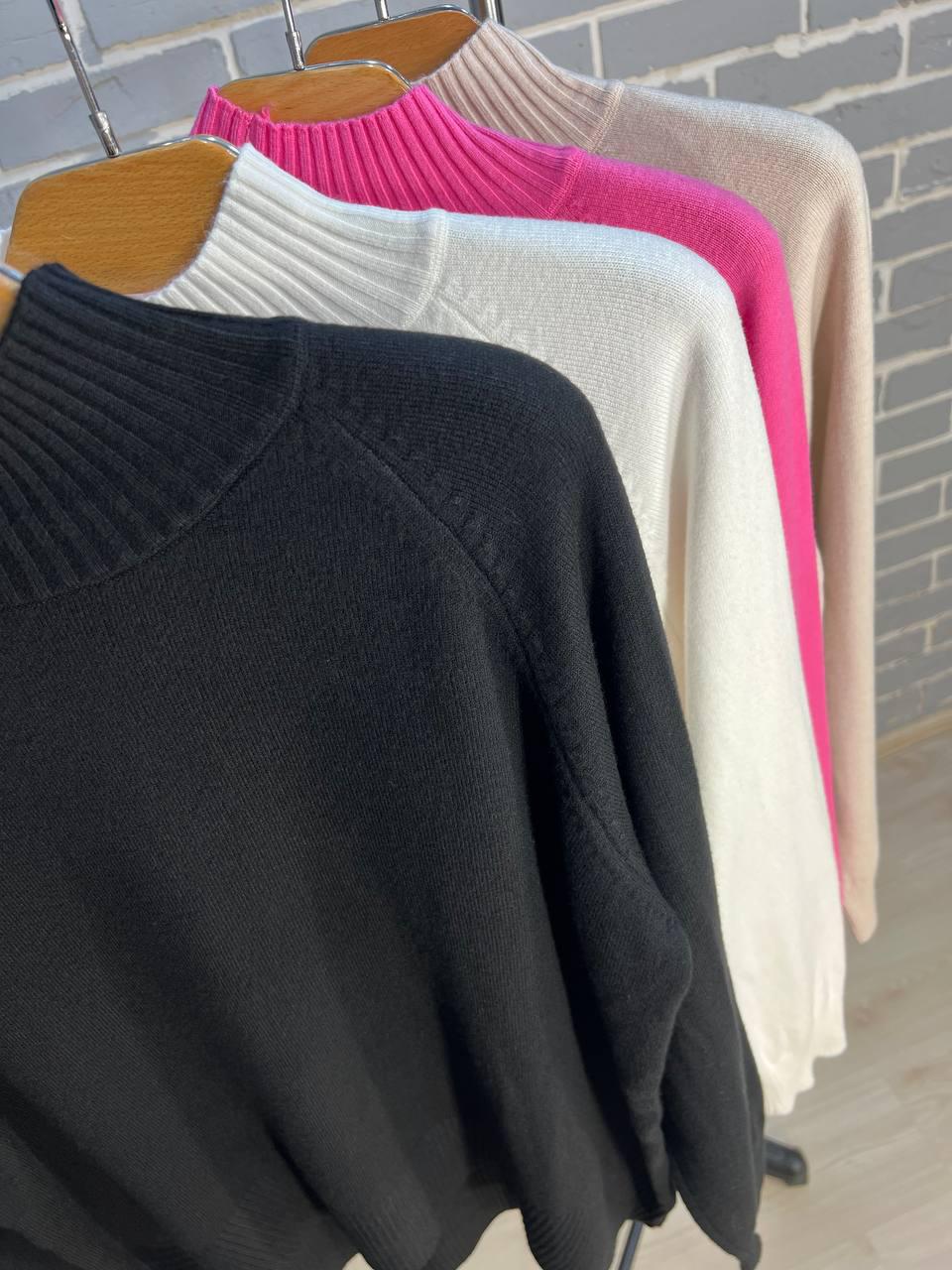 Свитер женский A-N 1066 тонкий широкий высокий воротник OS Бежевый (2753) - фото 6