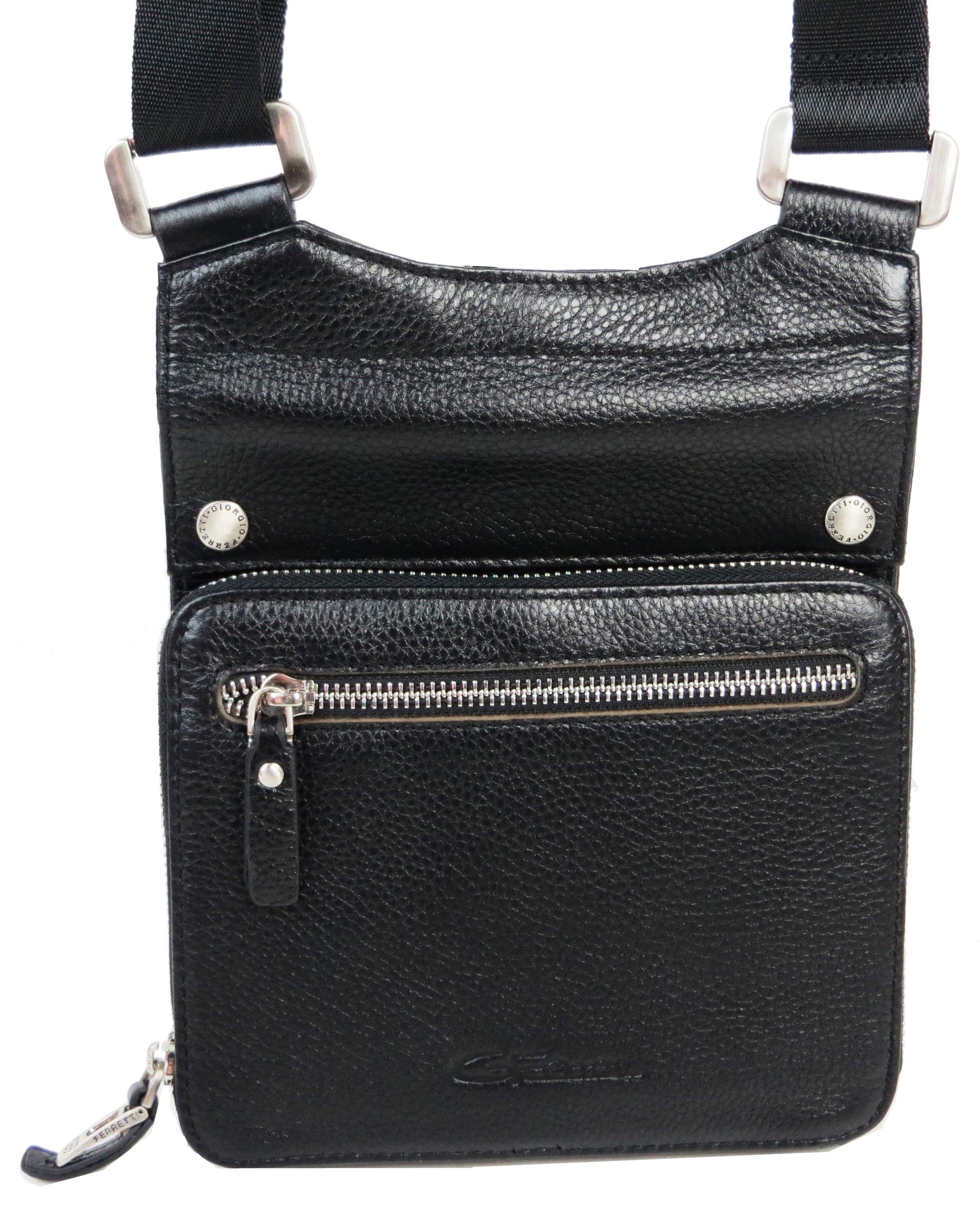 Сумка мужская Giorgio Ferretti кожаная через плечо Черный (B90002 black)