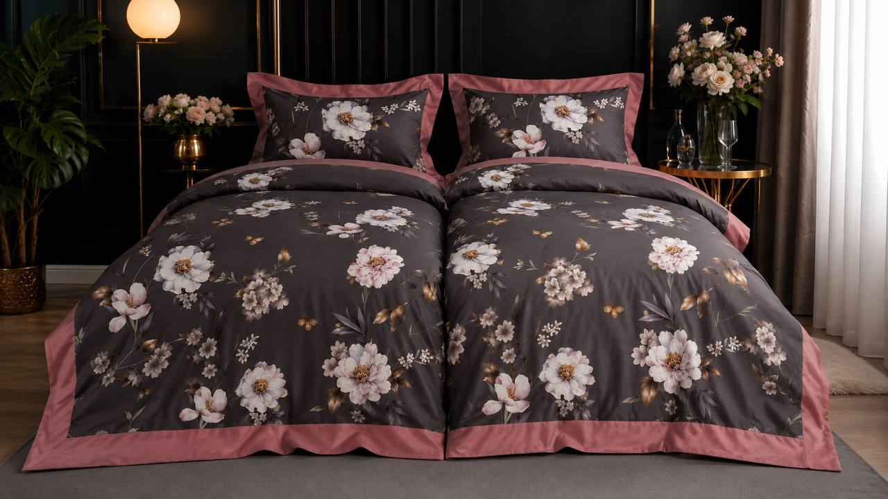 Комплект постільної білизни Flowers on gray бязь сімейний 240х220 см (KP-G-FG1/C)