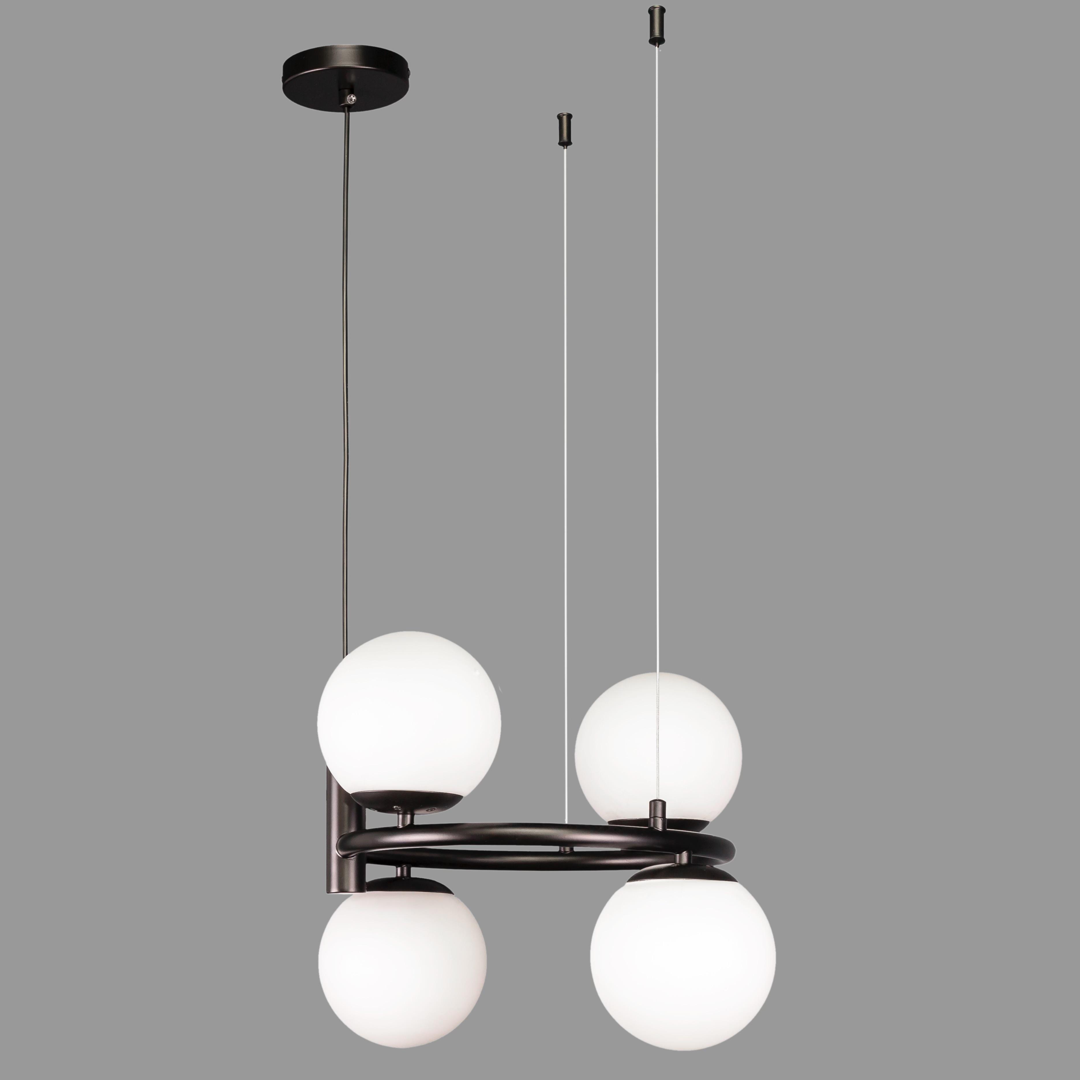 Люстра подвесная Bubbles круглая на 4 лампы Черный (52-1011-4 BK+WH)