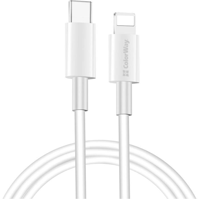 Кабель ColorWay PD Fast Charging USB-C to Apple Lightning 3A 1 м White (CW-CBPDCL032-WH)