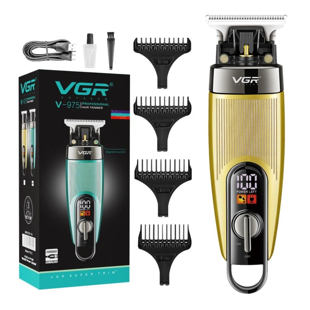 Тример VGR V-975 4 насадки LED display Gold (2301377766)