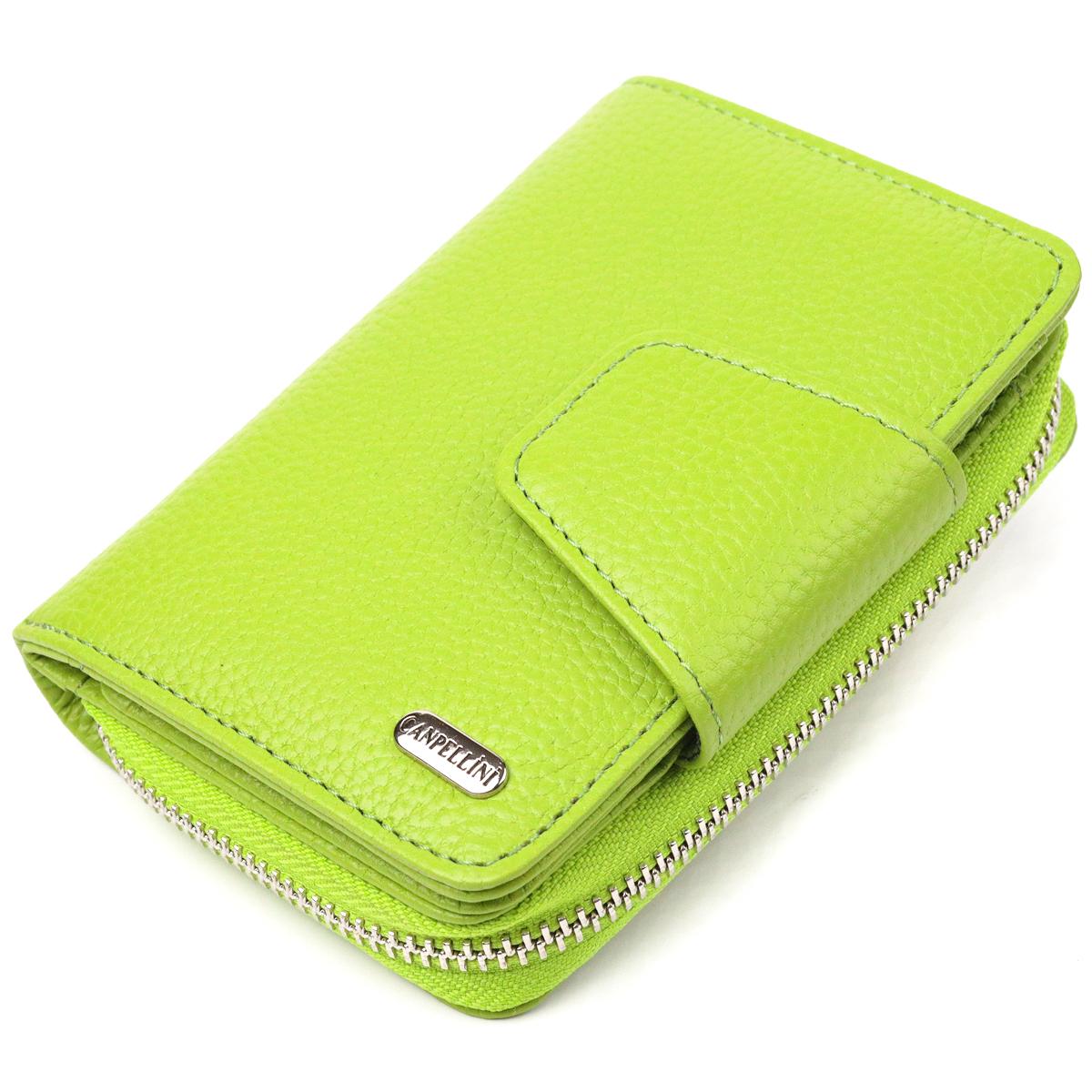 Портмоне жіноче з монетницею CANPELLINI Wallet 21603 шкіра флотар Салатовий