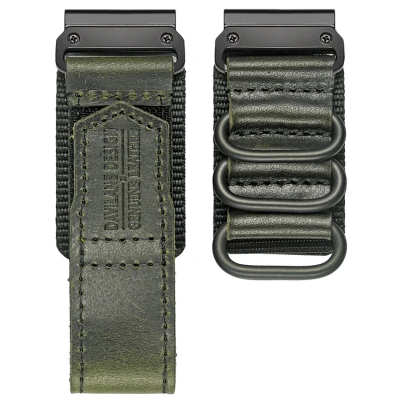 Ремінець для годинника Hemsut HGA137 Mens leather Garmin 22 мм Green (4183)