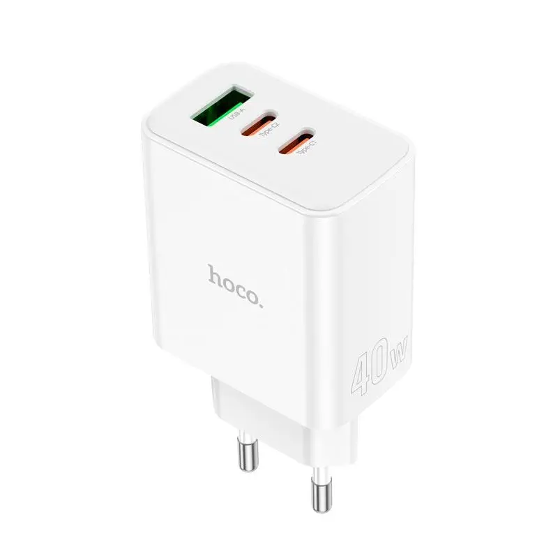 Зарядний пристрій для телефонів Hoco C126A Pure power PD40W three-port 2C1A White (20623) Зарядний пристрій для телефонів Hoco C126A Pure power PD40W three-port 2C1A White (20623)