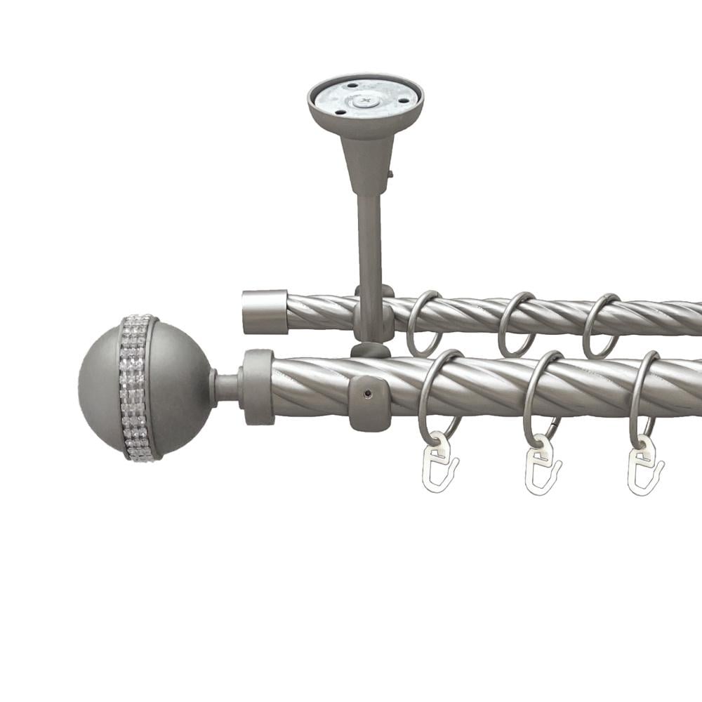 Карниз Orvit Авея металевий дворядний відкритий до стелі скручена труба кільце металеве 25/16 мм 160 см Сатин (00-00024046)