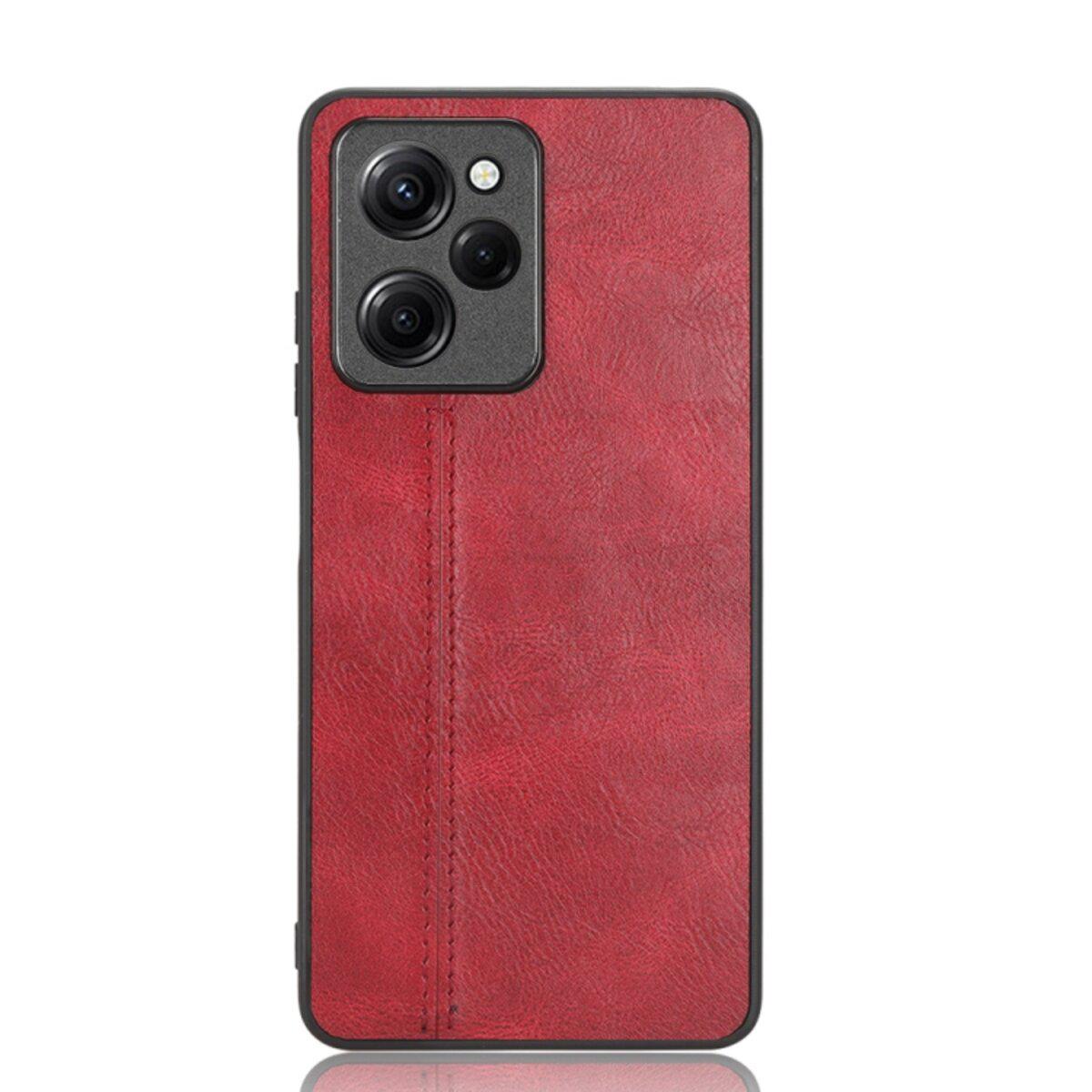 Противоударный чехол для Xiaomi Poco X5 Pro 5G Cosmiс Leather Case Red