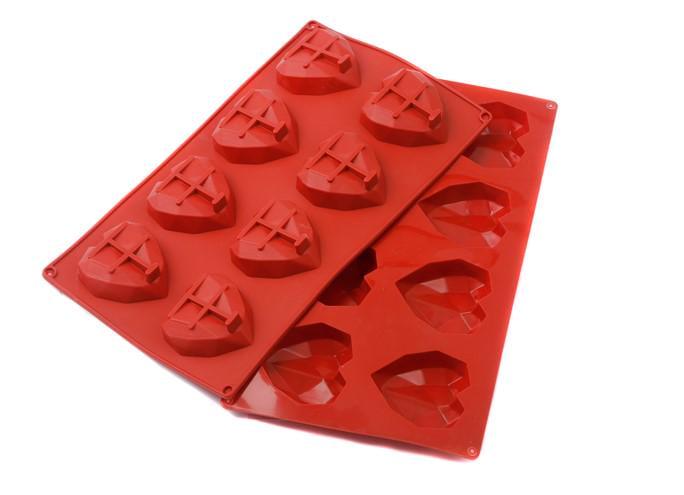 Форма силиконовая One Chef для выпечки Профи Ледяное сердце L 5,7х6,4х2 см на 8 ячеек Красный
