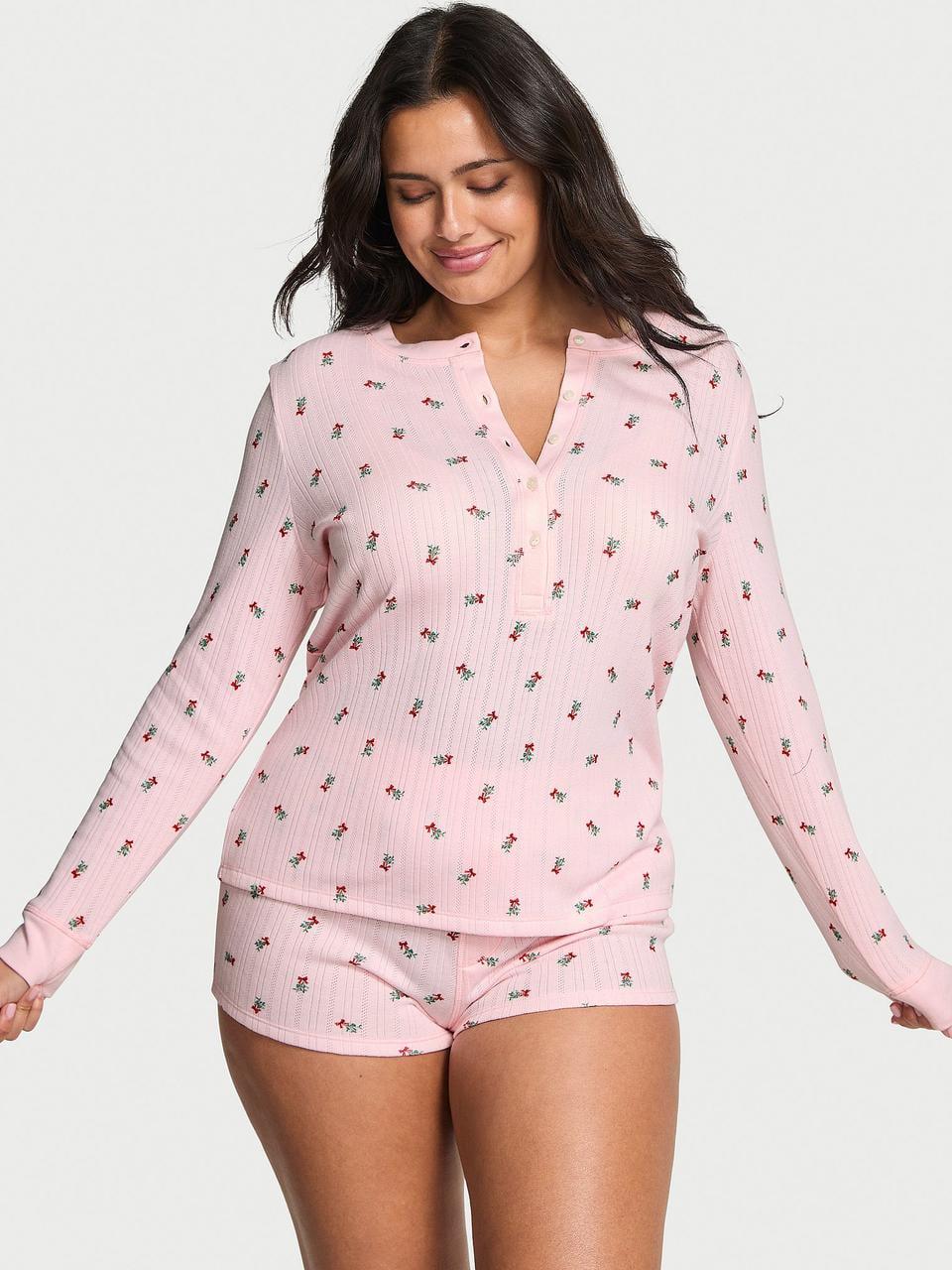 Пижама женская Victoria's Secret Cozy Pointelle Henley Short XS Розовый (3015470307)
