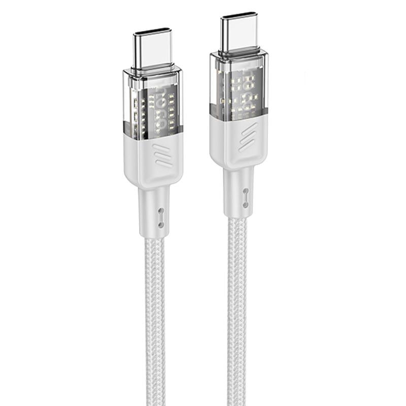 Дата-кабель Hoco U129 Spirit Transparent Type-C to Type-C 60W 1,2 м Gray (00000071076_1)