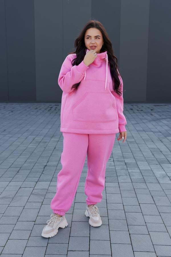 Спортивний костюм жіночий AKSAN зимовий тринитка двійка 3XL/4XL Рожевий (23.2085_pink_52(3XL)-54(4XL))