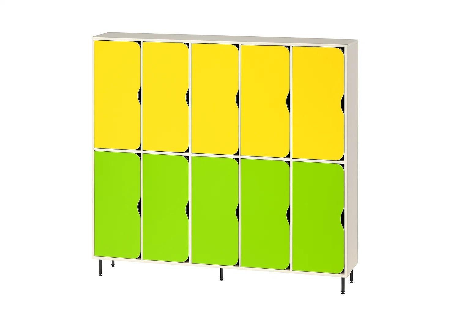 Шафа 10-секцій DS-56 на металевих регульованих опорах Жовтий/Лайм