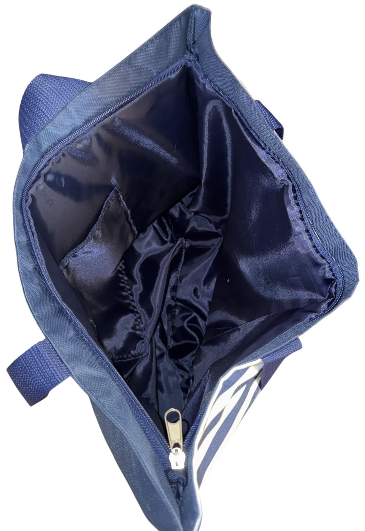 Сумка пляжна жіноча з тканини на блискавці у смужку Синьо-білий (2062) - фото 5 Сумка пляжна жіноча з тканини на блискавці у смужку Синьо-білий (2062) - фото 5