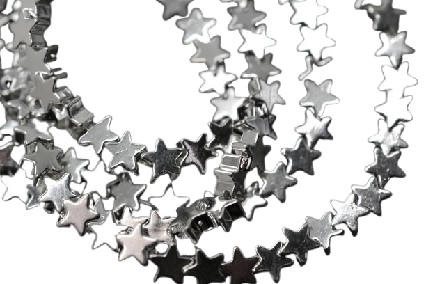 Бусины Звезды Гематит 6х6 мм Рондель Плоский светлое нить 40 см Серебристый (БГ0606з00)