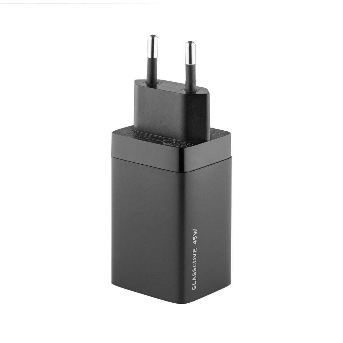 Зарядний пристрій мережевий Glasscove TC-092CA 3 A 45 W USB/Type-C з кабелем Black (3_03275) - фото 3