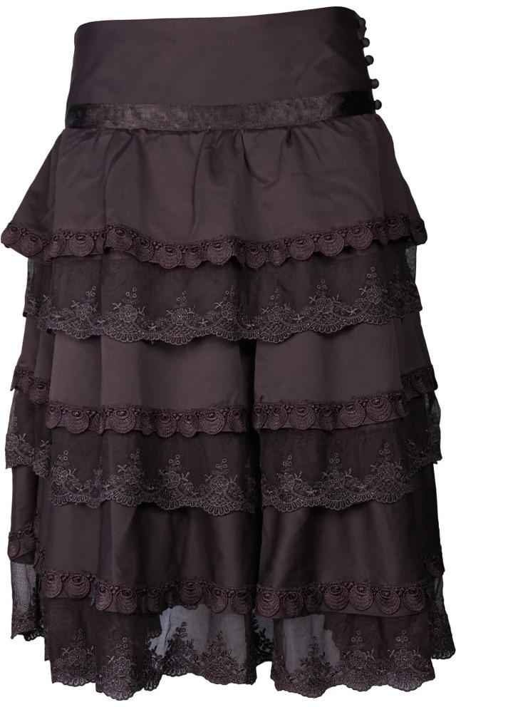 Юбка миди атласная Tianqi&tianqi M-15-1 с кружевом р. 44 Коричневый (17852445) - фото 8