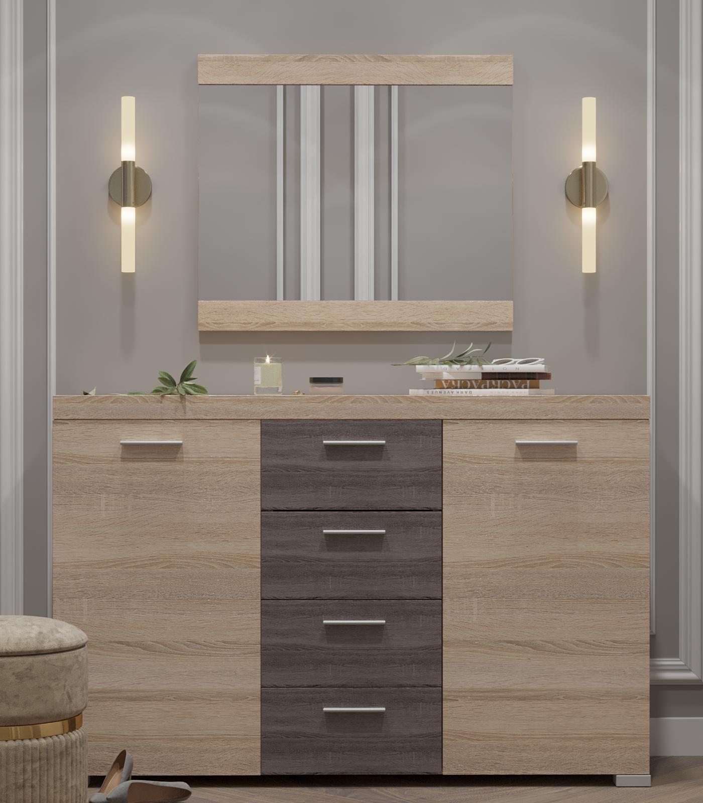 Комод Еверест К-7 Британия/Зеркало Британия Сонома/Трюфель (DTM-2654) - фото 1 Комод Еверест К-7 Британия/Зеркало Британия Сонома/Трюфель (DTM-2654) - фото 1