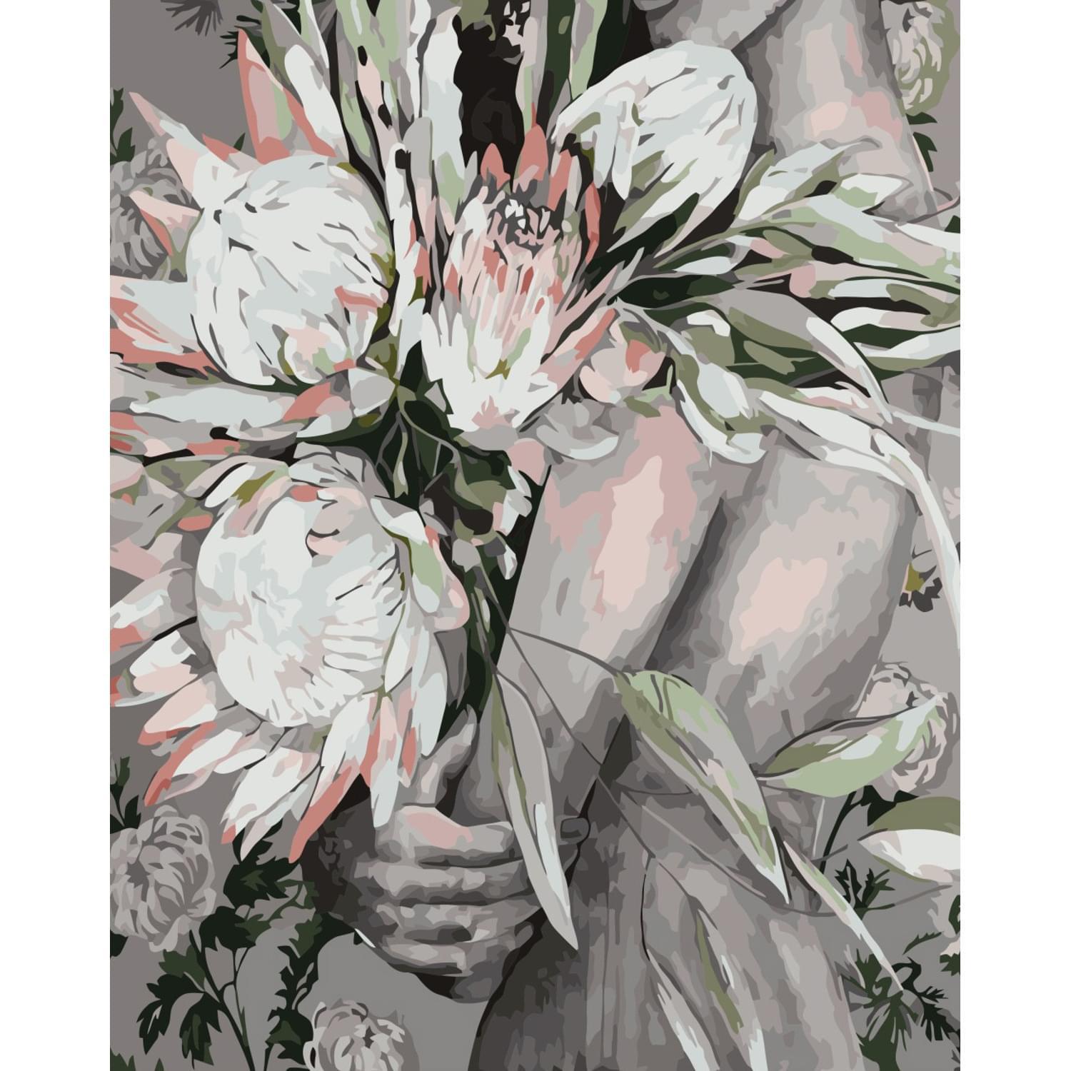 Картина по номерам Strateg Премиум Букет из протеи в объятиях 40х50 см (VA-3344)