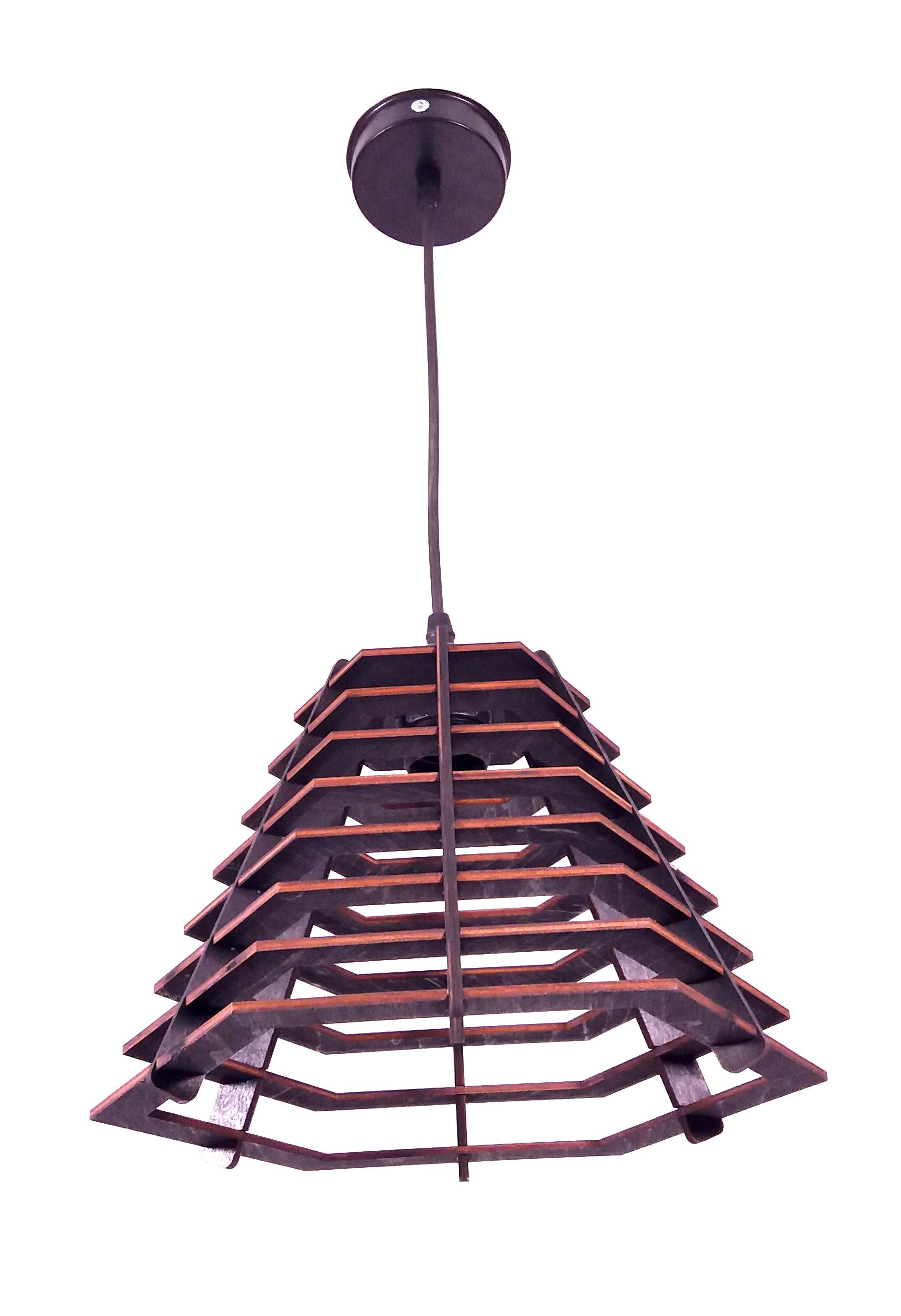 Люстра деревянная Подвес Конус шестигранник Черный