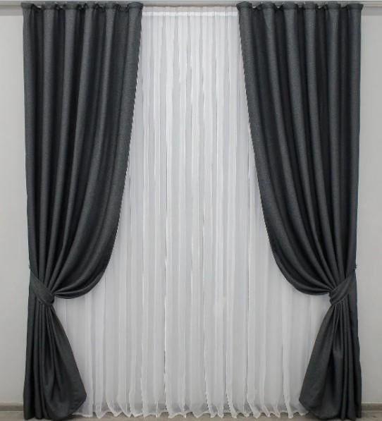 Тканина для штор блекаут льон/мішковина Графітовий (1161ш) - фото 4 Тканина для штор блекаут льон/мішковина Графітовий (1161ш) - фото 4