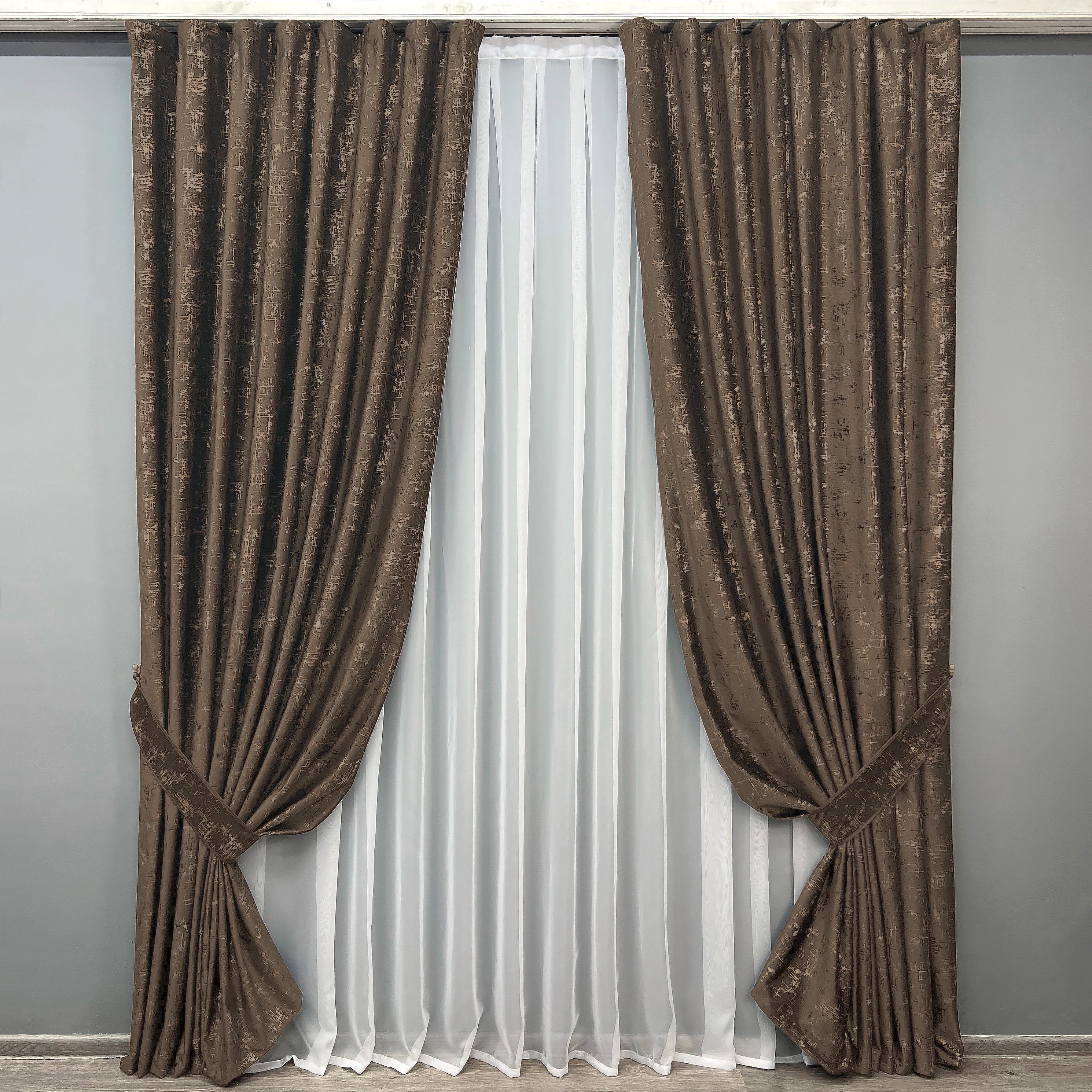 Комплект готовых штор VR-Textil Бархат Mirage №2034ш 200х275 см 2 шт. Шоколадный (32-394)