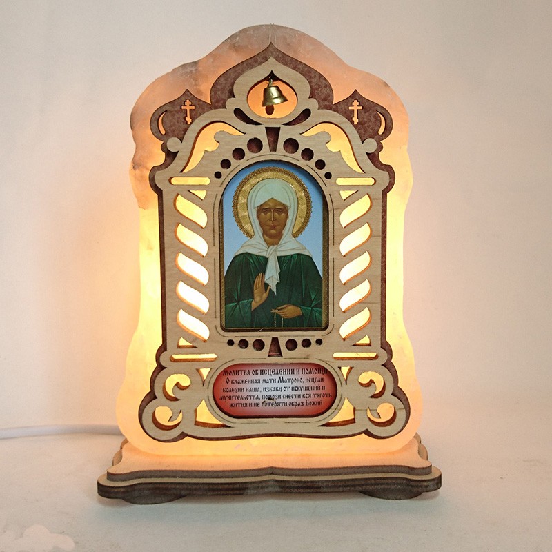Соляная лампа Икона большая Матрена желтое подсвечивание (20005) Соляная лампа Икона большая Матрена желтое подсвечивание (20005)