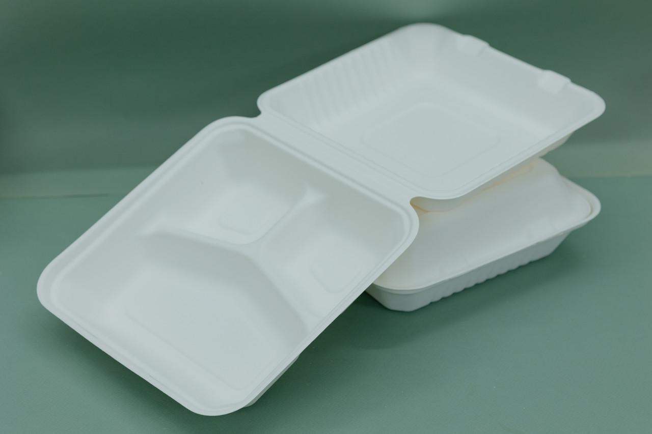 Одноразовый контейнер с 3 отделениями 23х23х7,8 см 100 шт. - фото 5 Одноразовый контейнер с 3 отделениями 23х23х7,8 см 100 шт. - фото 5