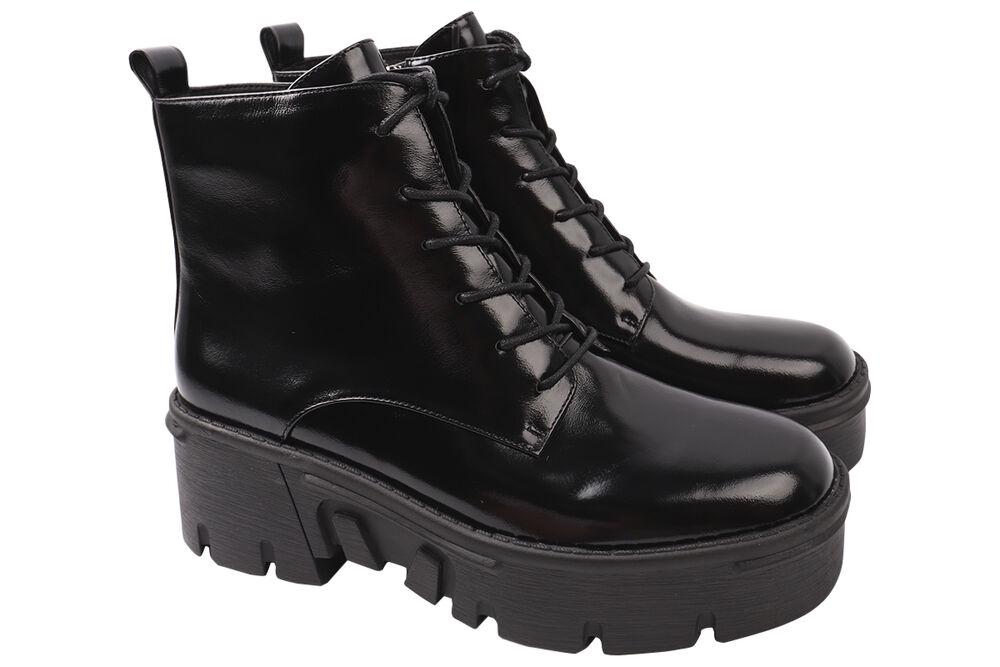 Ботинки женские Brocoly из кожи на платформе на шнуровке р. 40 Черный (298-20DHC)