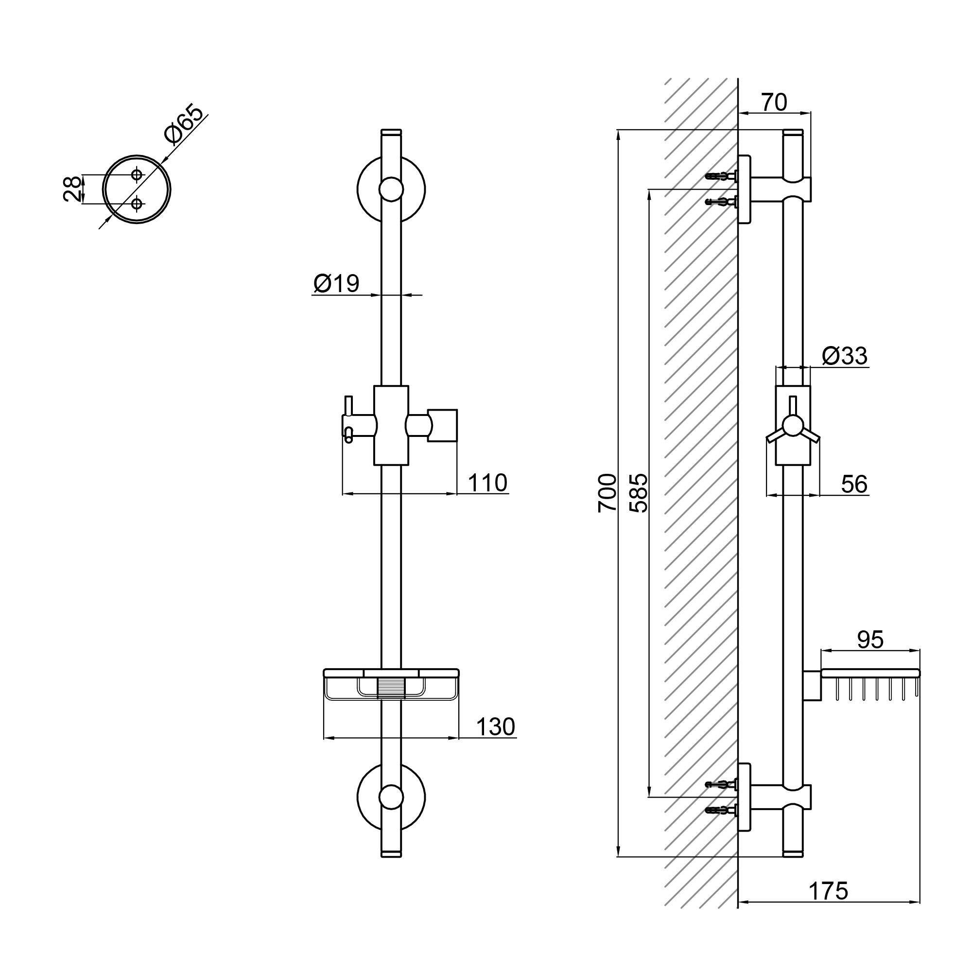 Стойка Qtap Sprha округлая с полочкой 700 мм Chrome (QT003) - фото 2 Стойка Qtap Sprha округлая с полочкой 700 мм Chrome (QT003) - фото 2