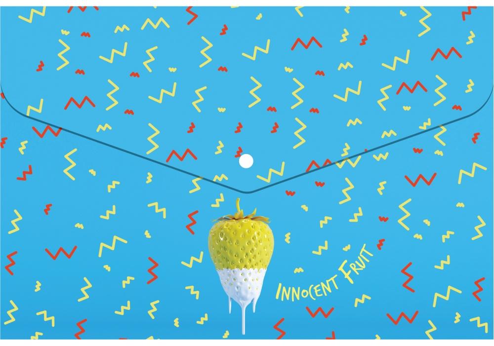 Папка-конверт Optima Strawberry на кнопке А5 Голубой (O35221)