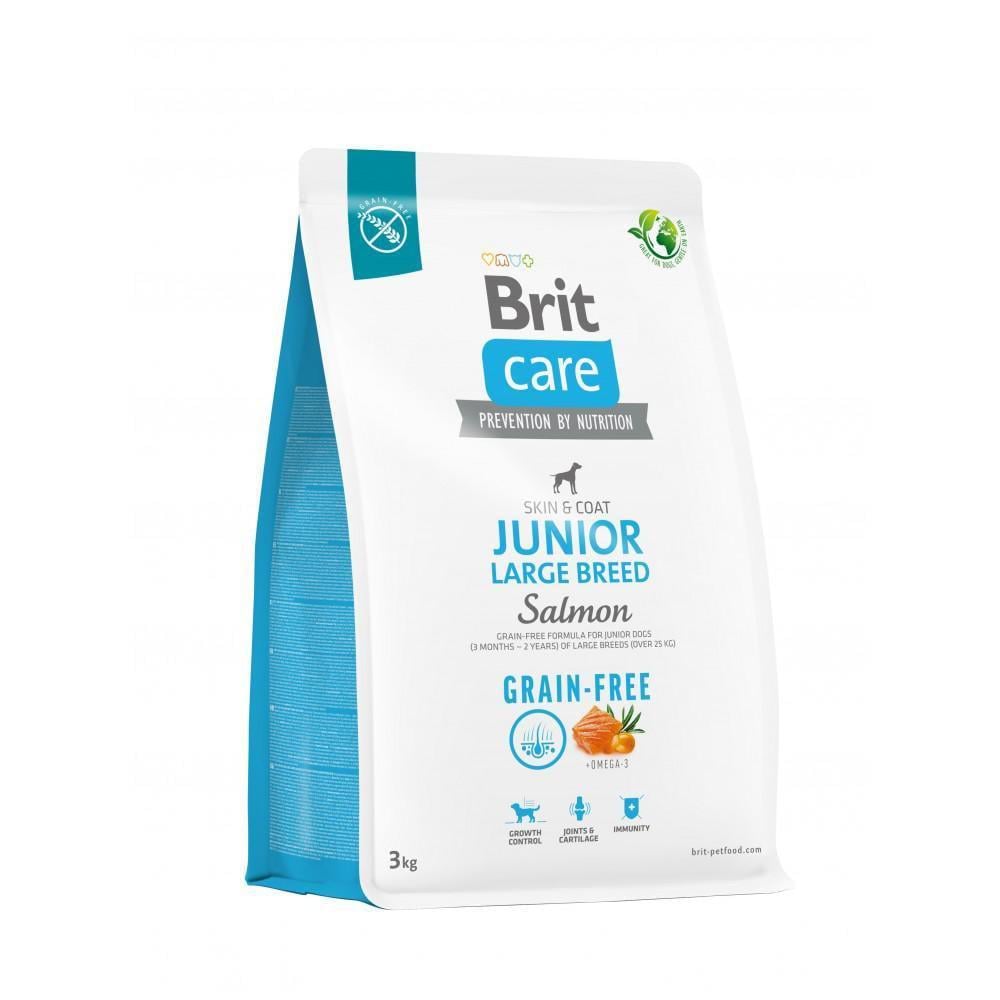 Корм сухий для молодих собак Brit Care Dog Grain-free Junior Large Breed беззерновий великих порід з лососем 3 кг (арт.172200/558872)