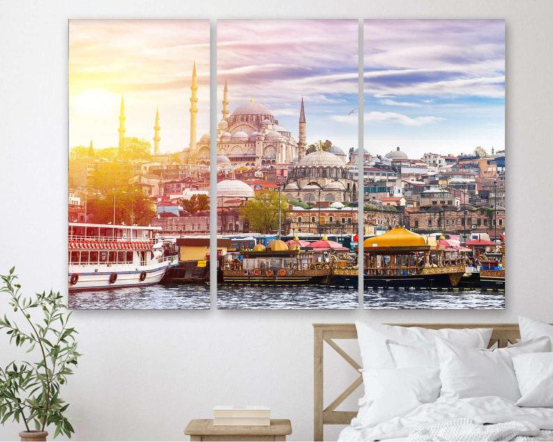 Модульная картина на холсте из трех частей KIL Art Панорама Стамбула 78x48 см (M3_M_477)